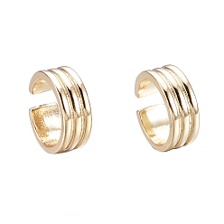 Golden Brass Cuff Earrings, Ring, Golden, 12x11x4.2mm, Inner Diameter: 10mm