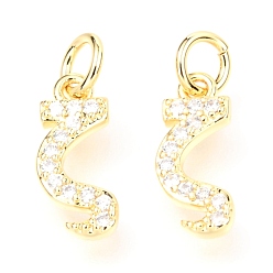 Letter Z Messing Mikro ebnen Zirkonia Charme, mit Ringe springen, cadmiumfrei und bleifrei, griechisches Alphabet, echt 18 k vergoldet, letter.z, 13.5x5.5x1.8 mm, Sprungring: 5x0.9 mm, Bohrung: 3.2 mm