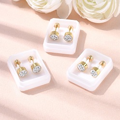 Кристалл 304 плоские круглые серьги-гвоздики из нержавеющей стали, с полимерной глиной горный хрусталь, золотые, кристалл, 6 мм