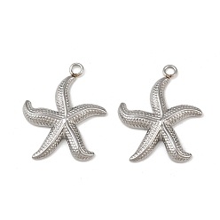 Нержавеющая Сталь Цвет 304 подвески из нержавеющей стали, очарование морской звезды, цвет нержавеющей стали, 28x22.5x3 мм, отверстие : 2.2 мм