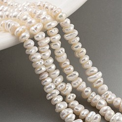 Navajo White Natural Cultured Freshwater Pearl Beads Strands, Grade 3A+, Rondelle, Navajo White, 3~3.5mm, Hole: 0.6mm, about 66pcs/strand, 7.09 inch(18cm)