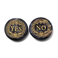 Sodalite Engraved Natural Sodalite Decision Stones, Fortune Telling Stones, Flat Round with Yes & No Pattern, 25x4.5~6mm