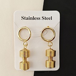 Золотой Гантели 304 серьги-гвоздики из нержавеющей стали, золотые, 50 мм