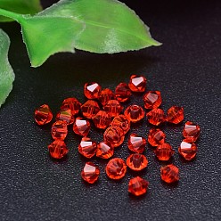 Orange Red Faceted Imitation Austrian Crystal Bead Strands, Grade AAA, Bicone, Orange Red, 6x6mm, Hole: 0.7~0.9mm, about 360pcs/bag