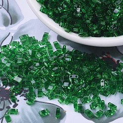 (HTL146) Transparent Green MIYUKI Half TILA Beads, Japanese Seed Beads, 2 Hole, (HTL146) Transparent Green, 5x2.3x1.9mm, Hole: 0.8mm, about 250pcs/bottle, 10g/bottle