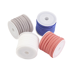 (52) Непрозрачная лаванда Шнуры из искусственной замши, искусственная замшевая кружева, разноцветные, 5x1.5 мм, около 5.46 ярдов (5 м) / рулон, 4 рулонов / набор