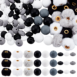 (52) Непрозрачная лаванда Набор для самостоятельного изготовления бусин, имитация кроличьей шерсти европейские бусины, силиконовые бусины для счетов, разнообразные, разноцветные, 15~20x6.5~15 мм, отверстие : 2~4 мм