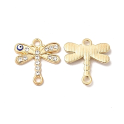 Золотой Подвески из сплава со стразами, стрекоза со сном, золотые, 19x18x2.5 мм, отверстие : 1.8 мм
