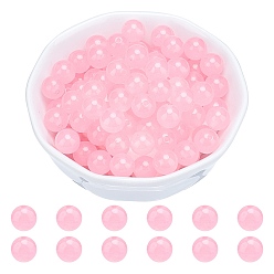Perle rosa Natürliche Malaysia Jadeperle Stränge, gefärbt und erhitzt, runde Perlen, Perle rosa, 8 mm, Bohrung: 1 mm, ca. 48 Stk. / Strang, 15 Zoll, 2strand / box