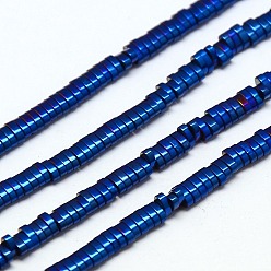 Blue Plated Electroplate Non-magnetic Synthetic Hematite Beads Strands, Oval, Blue Plated, 3x2x1mm, Hole: 1mm, about 350pcs/strand, 15.7 inch