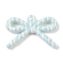 Синий Непрозрачные печатные акриловые подвески, бантом, синие, 34x48x9 мм, отверстие : 3.3 мм