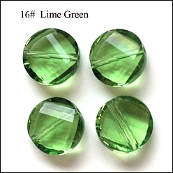 Зеленый лайм Имитация Австрийские кристаллические шарики, класс AAA, граненые, плоско-круглые, зеленый лайм, 10x5 мм, отверстие : 0.9~1 мм