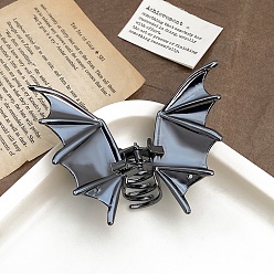 Черный Цвет Металла Сплав клипы коготь волос, летучая мышь, металлический черный , 101x83 мм