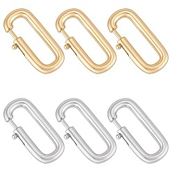 Real Gold Plated & Real Platinum Plated 6 шт. 2 цвета латунные застежки, прямоугольные, настоящее золото и платина, 23.4x11.9 мм, 3 шт / цвет