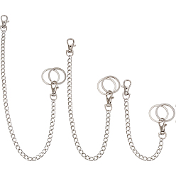 Платина 3 комплекты 3 стили алюминиевых витых цепочек для джинсов и брюк, литыми кольцами, платина, 285~490 мм, 1 набор / стиль
