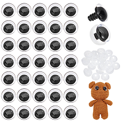 Черный 72шт. пластиковые глазки для поделок, безопасные глазки для куклы, круглые, чёрные, 17x16 мм