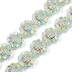 Нектар Гальванические стеклянные бусины, подсолнечник, с покрытием AB цвета, нектар, 15x8.5 мм, отверстие : 1 мм, около 45 шт / нитка, 26.06'' (66.2 см)