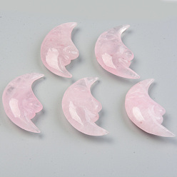 Rose Quartz Natural Madagascar Rose Quartz Beads, No Hole/Undrilled, Moon, 57~62x28~31.5x12.5~13.5mm