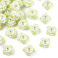 Бледно-Зеленый Непрозрачные акриловые бусины, с эмалью, бусины ручной работы, круглые, бледно-зеленый, 20x16 мм, 30 шт