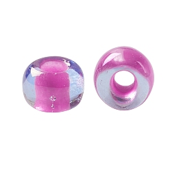 (980) Luminous Light Sapphire/Neon Pink Lined TOHO Round Seed Beads, Japanese Seed Beads, (980) Luminous Light Sapphire/Neon Pink Lined, 11/0, 2.2mm, Hole: 0.8mm, about 5555pcs/50g