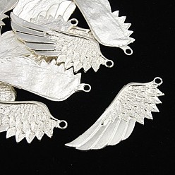 Silver Tibetan Style Alloy Wing Big Pendants, Cadmium Free & Lead Free, Silver, 56x26x2mm, Hole: 2.5mm