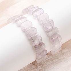 Аметист Женские браслеты из овальных бусин натурального аметиста, бусина : 16x11 mm, внутренний диаметр: 2-3/8 дюйм (6 см)