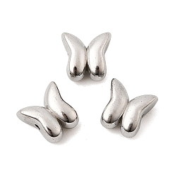Нержавеющая Сталь Цвет 304 из нержавеющей стали бусы, очарование бабочки, цвет нержавеющей стали, 8x8x4.8 мм, отверстие : 1.1 мм