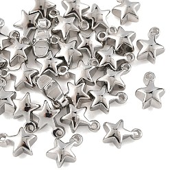 Real Platinum Plated SHEGRACE Brass Star Charms, Cadmium Free & Nickel Free & Lead Free, Real Platinum Plated, 7x5x3mm, Hole: 0.9mm
