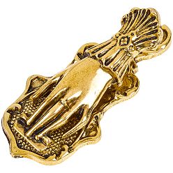 Античное Золото Зажим для закладки в форме руки из сплава, с бархатными мешками, античное золото , 87x39x29 мм, отверстие : 6 мм
