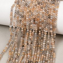 Black Moonstone Натуральный черный лунный камень бисер пряди, круглые, граненые, 2~2.5 мм, отверстие : 0.5 мм, около 191 шт / нитка, 15.43'' (39.2 см)