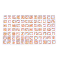 пшеница Стеклянные стразы кабошоны, ногтей декоративные аксессуары, граненые, квадратный, цвет пшеницы, 8x8x4.5 мм