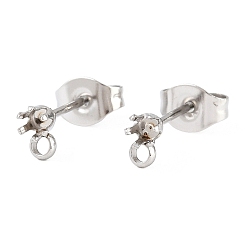 Нержавеющая Сталь Цвет 304 плоские круглые серьги-гвоздики из нержавеющей стали, с петлевой и зубчатой застежкой-серьгой, цвет нержавеющей стали, 14x3x5 мм, отверстие : 1.4 мм, внутренний диаметр: 2 мм, штифты : 0.7x10.5 мм