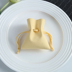 Светло-желтый Мешочки из искусственной кожи из микрофибры, сумка для шнурка, прямоугольные, светло-желтый, 10x8 см