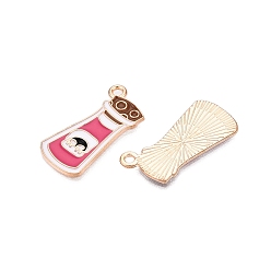 Bottle Подвески из сплава с эмалью на тему Хэллоуина, золотой свет, яд, 25x11.5x1 мм, отверстие : 1.6 мм