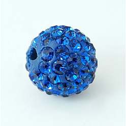 Капри Синий Бусины со стразами, полимерная глина , pave disco бусины, класс А, Капри синий, 14 мм, отверстие : 1.5 мм