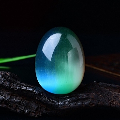 Разноцветный Яйцо кошачий глаз украшения для показа, для украшения рабочего стола домашнего офиса, красочный, 48x35 мм