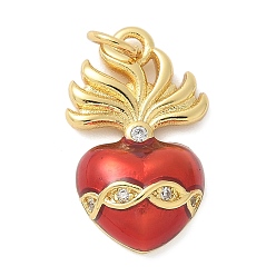 Настоящее золото 18K Латунные микро проложить кубического циркония подвески, с эмалью, сердце прелести, без свинца и без кадмия, долговечный, с целью перехода в кольце, реальный 18 k позолоченный, 21x12.5x5 мм