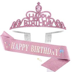 Фламинго Сплав с короной из стразов гребень для волос, с плечевым ремнем, принадлежности для дня рождения, фламинго, 68x132 мм