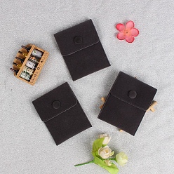 Черный Квадратные бархатные мешочки для украшений, подарочные пакеты для ювелирных изделий с кнопкой, для кольца, ожерелья, серьги, браслета, чёрные, 10x10 см