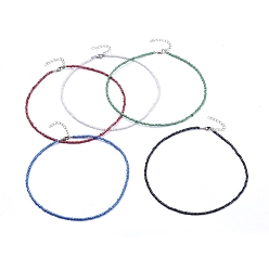 (52) Непрозрачная лаванда Стекла семян бисера ожерелья, с 304 из нержавеющей стали Lobster Claw застежками, разноцветные, 15.9 дюйм (40.5 см)