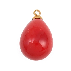 Красный 304 подвески из нержавеющей стали смолы, очарование слезы, золотые, красные, 21.5x13 мм, отверстие : 1.6 мм