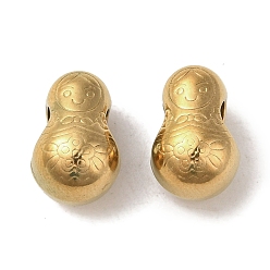 Золотой Ионное покрытие (ip) 304 европейские бусины из нержавеющей стали, бусины с большим отверстием, кукла, золотые, 13x8.5x9 мм, отверстие : 4.5 мм