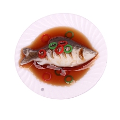 Сиена Мини-модель из смолы тушеной рыбы, аксессуары для кукольного домика с микро-ландшафтом, притворяясь опорными украшениями, цвет охры, 55x55x13 мм