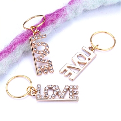 Слово Бусины из дредов из сплава со стразами, плетение подвески для волос украшения зажимы, слово, 10x26x2 мм