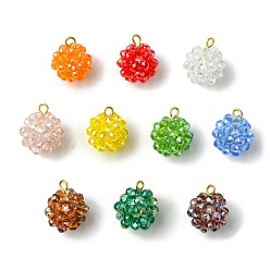(52) Непрозрачная лаванда Подвески из нейлоновой проволоки ручной работы со стеклянными бусинами и круглыми стеклянными жемчужинами, разноцветные, 18.5x16x16 мм, отверстие : 3x3.5 мм