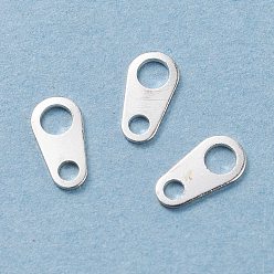 Silver 304 Stainless Steel Chain Tabs, Chain Extender Connectors, Teardrop, Silver, 6x3mm, Hole: 1~2mm