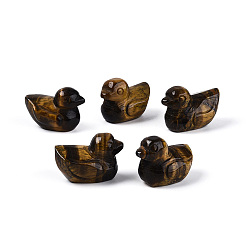 Тигровый глаз Натуральные украшения для демонстрации уток из тигрового глаза, фигурка для украшения дома, фен-шуй энергетический камень подарок для домашнего офиса украшение рабочего стола, 17~19.5x25~27x15~17 мм