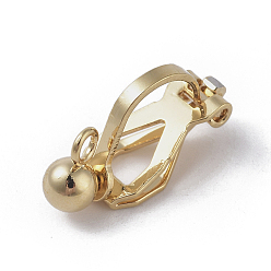 Golden Brass Clip-on Earring Findings. with Loop, Golden, 16x6x8mm, Hole: 1.6mm