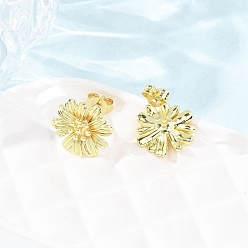 Золотой Латунные серьги-гвоздики в виде цветов ко Дню святого Валентина, без кадмия и без свинца, стойки покрытие, долговечный, золотые, 13x12.5 мм