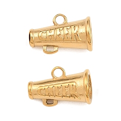 Настоящее золото 18K 304 прелести нержавеющей стали, труба со словом «ура», без свинца и без кадмия, ионное покрытие (ip), реальный 18 k позолоченный, 11x17x9.5 мм, отверстие : 2 мм